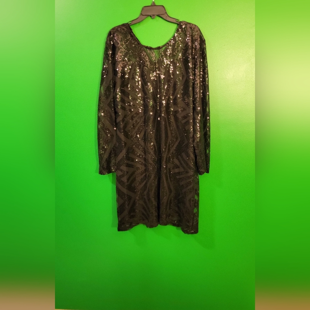 Holiday dress, black sequence,  size 5x
